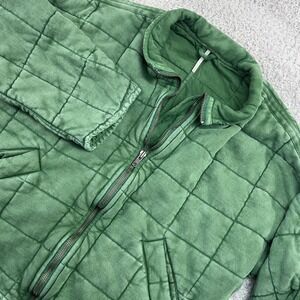 Free People Dolman Quilted Jacket Womens L Green Cotton Twill Insulated Puffer